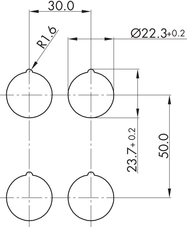 DXRTLMGB Drilling Pattern