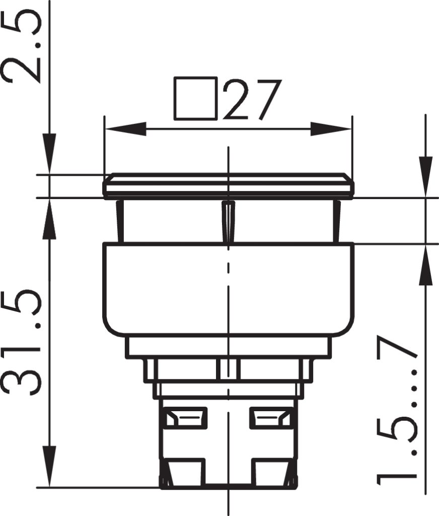 QXJT Illuminated Pushbutton Head IP66 for Industrial Use QXJT Dimensional Drawing