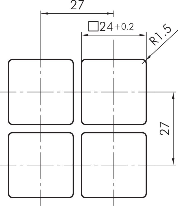 QXJTAO QUARTRON-JUWEL Square Pushbutton IP65 UL Rated QXJTAO Drilling Pattern