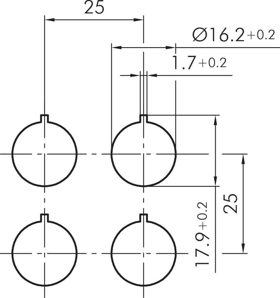 QXMWA Durable OKTRON White Square Selector Switch Head QXMWA Drilling Pattern