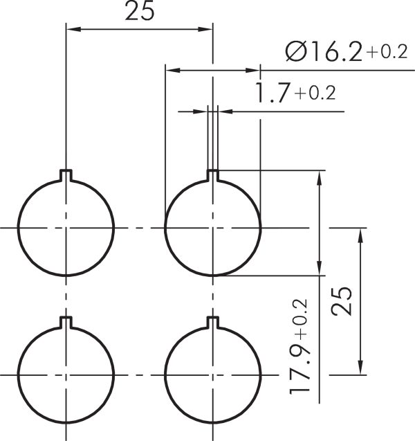 QXSSDGA18E QUARTRON Grey Key Switch Head IP65 Rated QXSSDGA18E Drilling Pattern