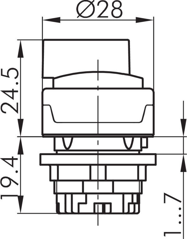 RMCWA RONDEX-M Grey Selector Switch Head, IP65 Rated RMCWA Product Dimensions
