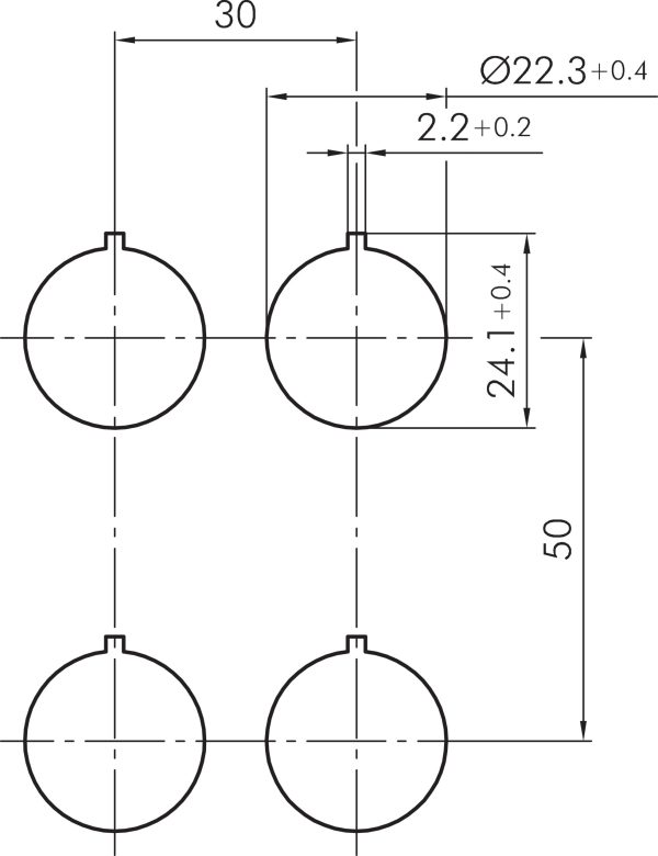 RSSA13E RONDEX Key Switch Heads IP65 for Industrial Use RSSA13E Drilling Pattern