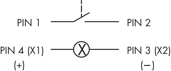 SVATLRGI_C005 Illuminated Pushbutton with Green LED Light SVATLRGI_C005 Connection Diagram