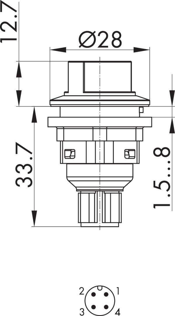 SVAWBII_C009 4-Pole Selector Switch with IP65/IP67 Rating SVAWBII_C009 Product Dimensions