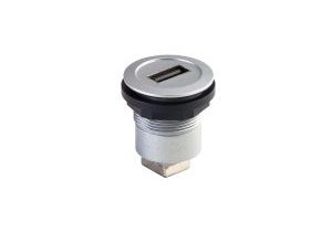 RRJ_USB_AB Round Silver USB Panel Jack UL Certified RRJ_USB_AB Product Image